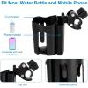 imageAccmor Stroller Cup Holder with Tray Universal Cup Holder Bike Bottle Holder 360 Rotatable Large Caliber Drinks Holder for Stroller Bike Wheelchair WalkerCup Phone Holder BBlack