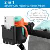 imageAccmor Stroller Cup Holder with Tray Universal Cup Holder Bike Bottle Holder 360 Rotatable Large Caliber Drinks Holder for Stroller Bike Wheelchair WalkerCup Phone HolderOrange