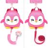 imageAccmor Toddler Backpack Harness with Safety Leash Cute Dinosaur Harnesses with Kids Anti Lost Wrist Link Mini Child Schoolbag with Wristband Tether Strap and Protection Leashes for Baby boys BlackPink Penguin