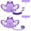 imageAccmor Toddler Backpack Harness with Safety Leash Cute Dinosaur Harnesses with Kids Anti Lost Wrist Link Mini Child Schoolbag with Wristband Tether Strap and Protection Leashes for Baby boys BlackPurple Butterfly
