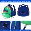 imageAccmor Toddler Backpack Harness with Safety Leash Cute Dinosaur Harnesses with Kids Anti Lost Wrist Link Mini Child Schoolbag with Wristband Tether Strap and Protection Leashes for Baby boys BlackDark BlueGreen Dinosaur