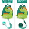 imageAccmor Toddler Backpack Harness with Safety Leash Cute Dinosaur Harnesses with Kids Anti Lost Wrist Link Mini Child Schoolbag with Wristband Tether Strap and Protection Leashes for Baby boys BlackAquamarineLightgreen Dinosaur