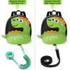imageAccmor Toddler Backpack Harness with Safety Leash Cute Dinosaur Harnesses with Kids Anti Lost Wrist Link Mini Child Schoolbag with Wristband Tether Strap and Protection Leashes for Baby boys BlackBlackLightgreen Dinosaur