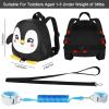 imageAccmor Toddler Backpack Harness with Safety Leash Cute Dinosaur Harnesses with Kids Anti Lost Wrist Link Mini Child Schoolbag with Wristband Tether Strap and Protection Leashes for Baby boys BlackBlack Penguin