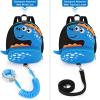 imageAccmor Toddler Backpack Harness with Safety Leash Cute Dinosaur Harnesses with Kids Anti Lost Wrist Link Mini Child Schoolbag with Wristband Tether Strap and Protection Leashes for Baby boys BlackBlackDark Blue Dinosaur