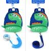 imageAccmor Toddler Backpack Harness with Safety Leash Cute Dinosaur Harnesses with Kids Anti Lost Wrist Link Mini Child Schoolbag with Wristband Tether Strap and Protection Leashes for Baby boys BlackDark BlueGreen Dinosaur