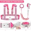 imageAccmor Toddler Harness Leash Reflective Kid Harness with Anti Lost Wrist Link Child Walking Harness Kids Leash Wristband Belt with Lock for Baby Boys Girls to Outdoor TravelRose RedReflect light