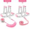 imageAccmor Toddler Harness Leash Reflective Kid Harness with Anti Lost Wrist Link Child Walking Harness Kids Leash Wristband Belt with Lock for Baby Boys Girls to Outdoor TravelPinkGray