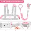 imageAccmor Toddler Harness Leash Reflective Kid Harness with Anti Lost Wrist Link Child Walking Harness Kids Leash Wristband Belt with Lock for Baby Boys Girls to Outdoor TravelPinkGray