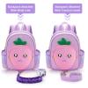imageAccmor Toddler Leash Backpack with Anti Lost Wrist Link 4 in 1 Children Back Pack Cute Peach Safety Walking Harness Bag Kids Travel Essential Mini Rucksack with Strap Tether for Baby GirlsPurplePeach