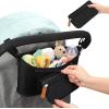 imageAccmor Universal Stroller Organizer with Detachable Phone Bag Stroller Bag Caddy Organizer Stroller Accessories for Uppababy Baby Jogger Nuna Doona Britax StrollersBlack