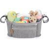 imageAccmor Universal Stroller Organizer with Detachable Phone Bag Stroller Bag Caddy Organizer Stroller Accessories for Uppababy Baby Jogger Nuna Doona Britax StrollersGrey