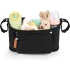 imageAccmor Universal Stroller Organizer with Detachable Phone Bag Stroller Bag Caddy Organizer Stroller Accessories for Uppababy Baby Jogger Nuna Doona Britax StrollersBlack