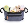 imageAccmor Universal Stroller Organizer with Detachable Phone Bag Stroller Bag Caddy Organizer Stroller Accessories for Uppababy Baby Jogger Nuna Doona Britax StrollersBlue