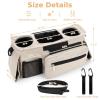 imageAccmor Universal Stroller Organizer with Insulated Cup Holder Detachable Phone Bag and Shoulder StrapStroller Bag Caddy Organizer Fits for Uppababy Baby Jogger Britax StrollersAll Off White
