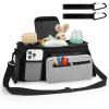 imageAccmor Universal Stroller Organizer with Insulated Cup Holder Detachable Phone Bag and Shoulder StrapStroller Bag Caddy Organizer Fits for Uppababy Baby Jogger Britax StrollersBlack  Grey Pocket