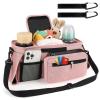 imageAccmor Universal Stroller Organizer with Insulated Cup Holder Detachable Phone Bag and Shoulder StrapStroller Bag Caddy Organizer Fits for Uppababy Baby Jogger Britax StrollersAll Pink