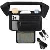 imageAccmor Universal Stroller Organizer with Insulated Cup Holder Detachable Phone Bag and Shoulder StrapStroller Bag Caddy Organizer Fits for Uppababy Baby Jogger Britax StrollersBlack with Mesh Pocket
