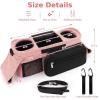 imageAccmor Universal Stroller Organizer with Insulated Cup Holder Detachable Phone Bag and Shoulder StrapStroller Bag Caddy Organizer Fits for Uppababy Baby Jogger Britax StrollersPink  Black Pocket