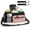 imageAccmor Universal Stroller Organizer with Insulated Cup Holder Detachable Phone Bag and Shoulder StrapStroller Bag Caddy Organizer Fits for Uppababy Baby Jogger Britax StrollersBlack  Pink Pocket