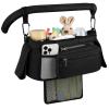 imageAccmor Universal Stroller Organizer with Insulated Cup Holder Detachable Phone Bag and Shoulder StrapStroller Bag Caddy Organizer Fits for Uppababy Baby Jogger Britax StrollersBlack with Mesh Pocket