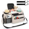 imageAccmor Universal Stroller Organizer with Insulated Cup Holder Detachable Phone Bag and Shoulder StrapStroller Bag Caddy Organizer Fits for Uppababy Baby Jogger Britax StrollersAll Off White