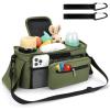 imageAccmor Universal Stroller Organizer with Insulated Cup Holder Detachable Phone Bag and Shoulder StrapStroller Bag Caddy Organizer Fits for Uppababy Baby Jogger Britax StrollersAll Green