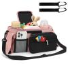 imageAccmor Universal Stroller Organizer with Insulated Cup Holder Detachable Phone Bag and Shoulder StrapStroller Bag Caddy Organizer Fits for Uppababy Baby Jogger Britax StrollersPink  Black Pocket