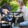 imageAccmor Universal Stroller Organizer with Insulated Cup Holder Detachable Phone Bag and Shoulder StrapStroller Bag Caddy Organizer Fits for Uppababy Baby Jogger Britax StrollersBlack with Mesh Pocket