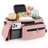 imageAccmor Universal Stroller Organizer with Insulated Cup Holder Detachable Phone Bag and Shoulder StrapStroller Bag Caddy Organizer Fits for Uppababy Baby Jogger Britax StrollersAll Pink