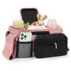 imageAccmor Universal Stroller Organizer with Insulated Cup Holder Detachable Phone Bag and Shoulder StrapStroller Bag Caddy Organizer Fits for Uppababy Baby Jogger Britax StrollersPink  Black Pocket