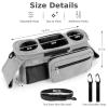 imageAccmor Universal Stroller Organizer with Insulated Cup Holder Detachable Phone Bag and Shoulder StrapStroller Bag Caddy Organizer Fits for Uppababy Baby Jogger Britax StrollersAll Grey