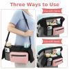 imageAccmor Universal Stroller Organizer with Insulated Cup Holder Detachable Phone Bag and Shoulder StrapStroller Bag Caddy Organizer Fits for Uppababy Baby Jogger Britax StrollersBlack  Pink Pocket