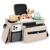 imageAccmor Universal Stroller Organizer with Insulated Cup Holder Detachable Phone Bag and Shoulder StrapStroller Bag Caddy Organizer Fits for Uppababy Baby Jogger Britax StrollersAll Off White