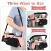 imageAccmor Universal Stroller Organizer with Insulated Cup Holder Detachable Phone Bag and Shoulder StrapStroller Bag Caddy Organizer Fits for Uppababy Baby Jogger Britax StrollersPink  Black Pocket