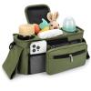 imageAccmor Universal Stroller Organizer with Insulated Cup Holder Detachable Phone Bag and Shoulder StrapStroller Bag Caddy Organizer Fits for Uppababy Baby Jogger Britax StrollersAll Green