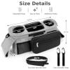 imageAccmor Universal Stroller Organizer with Insulated Cup Holder Detachable Phone Bag and Shoulder StrapStroller Bag Caddy Organizer Fits for Uppababy Baby Jogger Britax StrollersGrey  Black Pocket