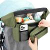 imageAccmor Universal Stroller Organizer with Insulated Cup Holder Detachable Phone Bag and Shoulder StrapStroller Bag Caddy Organizer Fits for Uppababy Baby Jogger Britax StrollersAll Green