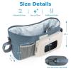 imageAccmor Universal Stroller Organizer with Insulated Cup Holder Stroller Caddy Bag Accessories Stroller Cup Holder Organizer for Uppababy Baby Jogger Britax Stroller BlueBlue