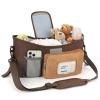 imageAccmor Universal Stroller Organizer with Insulated Cup Holder Stroller Caddy Bag Accessories Stroller Cup Holder Organizer for Uppababy Baby Jogger Britax Stroller BlueBrown