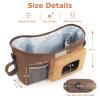 imageAccmor Universal Stroller Organizer with Insulated Cup Holder Stroller Caddy Bag Accessories Stroller Cup Holder Organizer for Uppababy Baby Jogger Britax Stroller BlueBrown