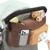 imageAccmor Universal Stroller Organizer with Insulated Cup Holder Stroller Caddy Bag Accessories Stroller Cup Holder Organizer for Uppababy Baby Jogger Britax Stroller BlueBrown