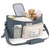 imageAccmor Universal Stroller Organizer with Insulated Cup Holder Stroller Caddy Bag Accessories Stroller Cup Holder Organizer for Uppababy Baby Jogger Britax Stroller BlueBlue