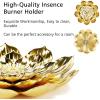 imageAccmor Zinc Alloy Incense Holder Lotus Stick Incense Burner Incense Holder for StickCoilCone Incense with Ash CatcherCopperGold