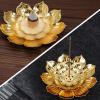 imageAccmor Zinc Alloy Incense Holder Lotus Stick Incense Burner Incense Holder for StickCoilCone Incense with Ash CatcherCopperGold