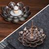 imageAccmor Zinc Alloy Incense Holder Lotus Stick Incense Burner Incense Holder for StickCoilCone Incense with Ash CatcherCopperRed Copper