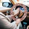 imageFluffy Steering Wheel Cover for Women Girls Accmor Universal Fit 15 inch Fur Car Wheel Cover ampamp Handbrake Cover ampamp Gear Shift Cover Set Fashion Winter Warm Fuzzy Vehicle Wheel Protector BlackPinkBrown Leopard