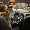 imageFluffy Steering Wheel Cover for Women Girls Accmor Universal Fit 15 inch Fur Car Wheel Cover ampamp Handbrake Cover ampamp Gear Shift Cover Set Fashion Winter Warm Fuzzy Vehicle Wheel Protector BlackLight GreyDark Gray Leopard