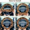 imageFluffy Steering Wheel Cover for Women Girls Accmor Universal Fit 15 inch Fur Car Wheel Cover ampamp Handbrake Cover ampamp Gear Shift Cover Set Fashion Winter Warm Fuzzy Vehicle Wheel Protector BlackKhakiBlack Tiger Stripe