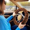 imageFluffy Steering Wheel Cover for Women Girls Accmor Universal Fit 15 inch Fur Car Wheel Cover ampamp Handbrake Cover ampamp Gear Shift Cover Set Fashion Winter Warm Fuzzy Vehicle Wheel Protector BlackDark BrownLeopard